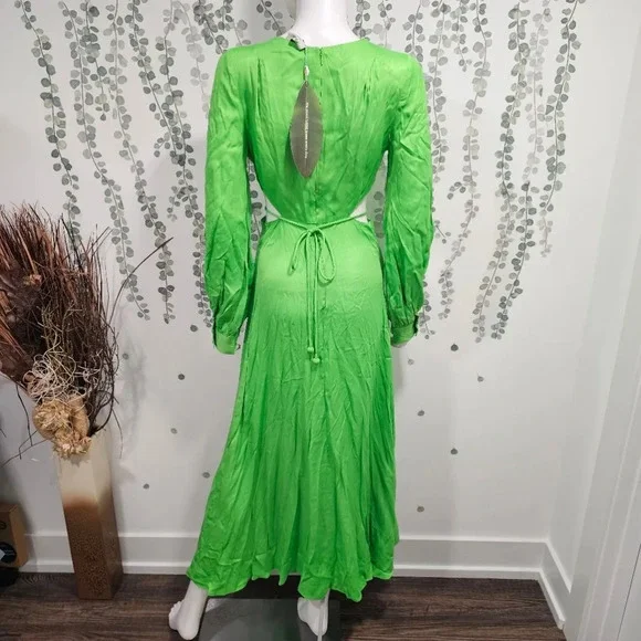 Farm Rio Lime Green Cut Out Maxi Dress Sz S Farm Rio Lime Green Cut Out Maxi Dress Sz S